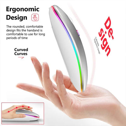 Wireless RGB Gaming Mouse Rose Gold - Bluetooth Rechargeable Silent LED Backlit - GoTypical