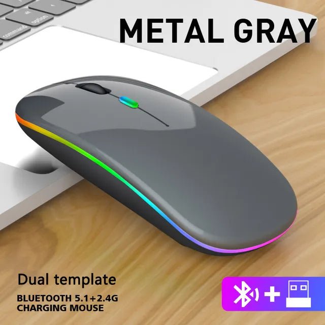 Wireless RGB Gaming Mouse Rose Gold - Bluetooth Rechargeable Silent LED Backlit - GoTypical