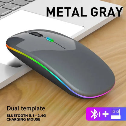 Wireless RGB Gaming Mouse Rose Gold - Bluetooth Rechargeable Silent LED Backlit - GoTypical