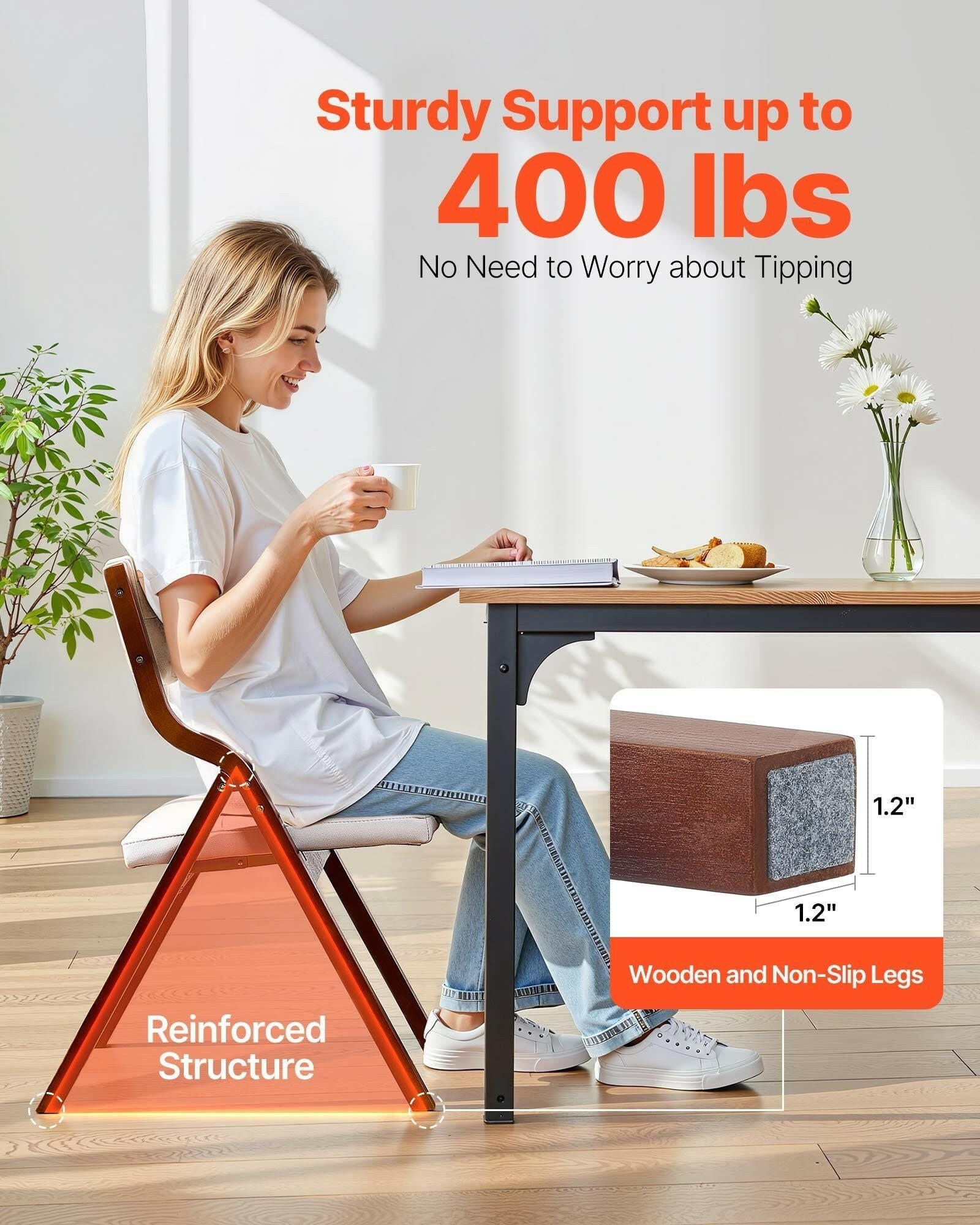 . Wooden Folding Chairs – White Padded Cushion Set of 2 - GoTypical