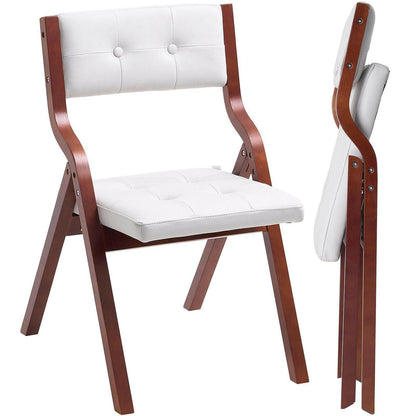 . Wooden Folding Chairs – White Padded Cushion Set of 2 - GoTypical