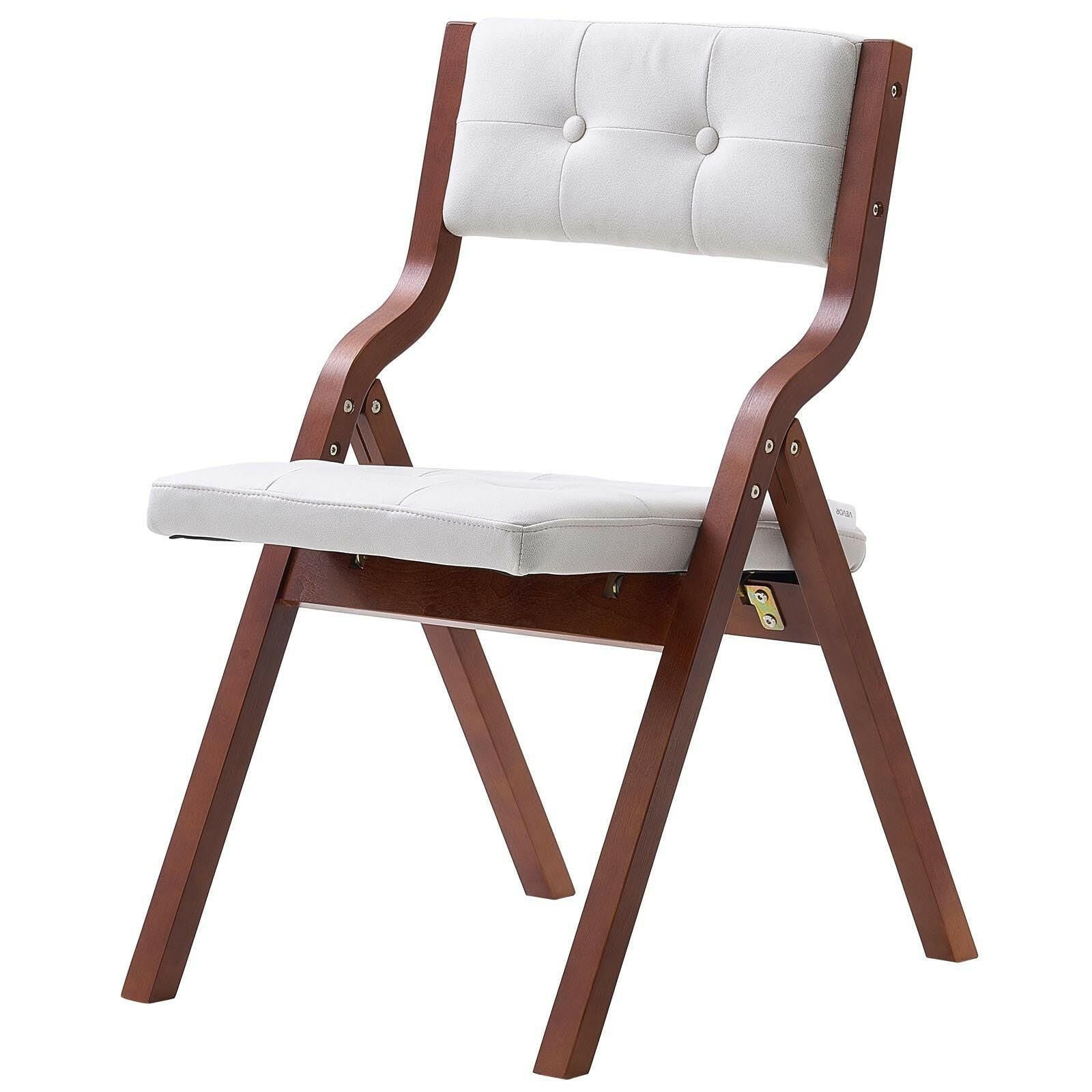 . Wooden Folding Chairs – White Padded Cushion Set of 2 - GoTypical