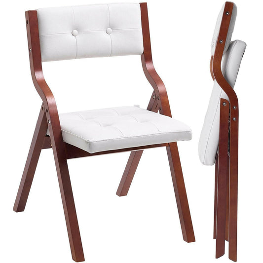 . Wooden Folding Chairs – White Set of 4 with Cushions - GoTypical