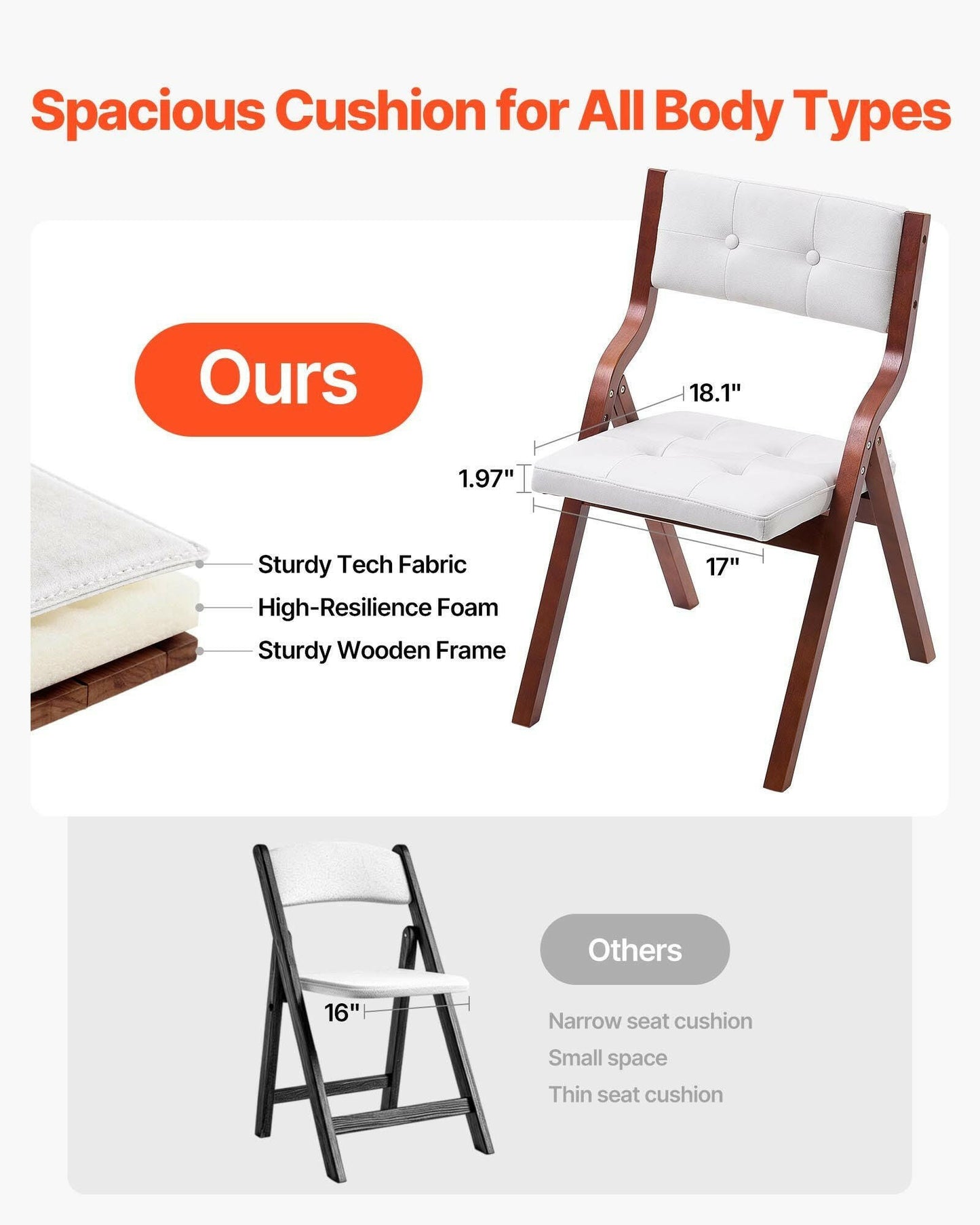 . Wooden Folding Chairs – White Set of 4 with Cushions - GoTypical