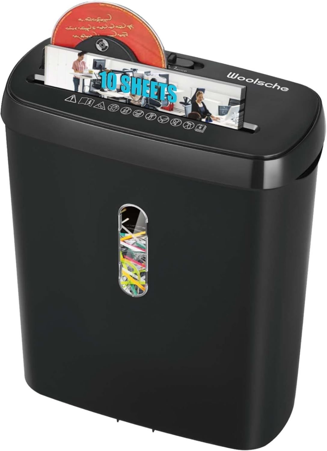 Woolsche Home Office Paper Shredder - 10 - Sheet Strip Cut with 3.17 - Gallon Basket - P - 2 Security Level - CD & Credit Card Shredder - Durable & Fast - Jam Proof System - ETL Certified - GoTypical
