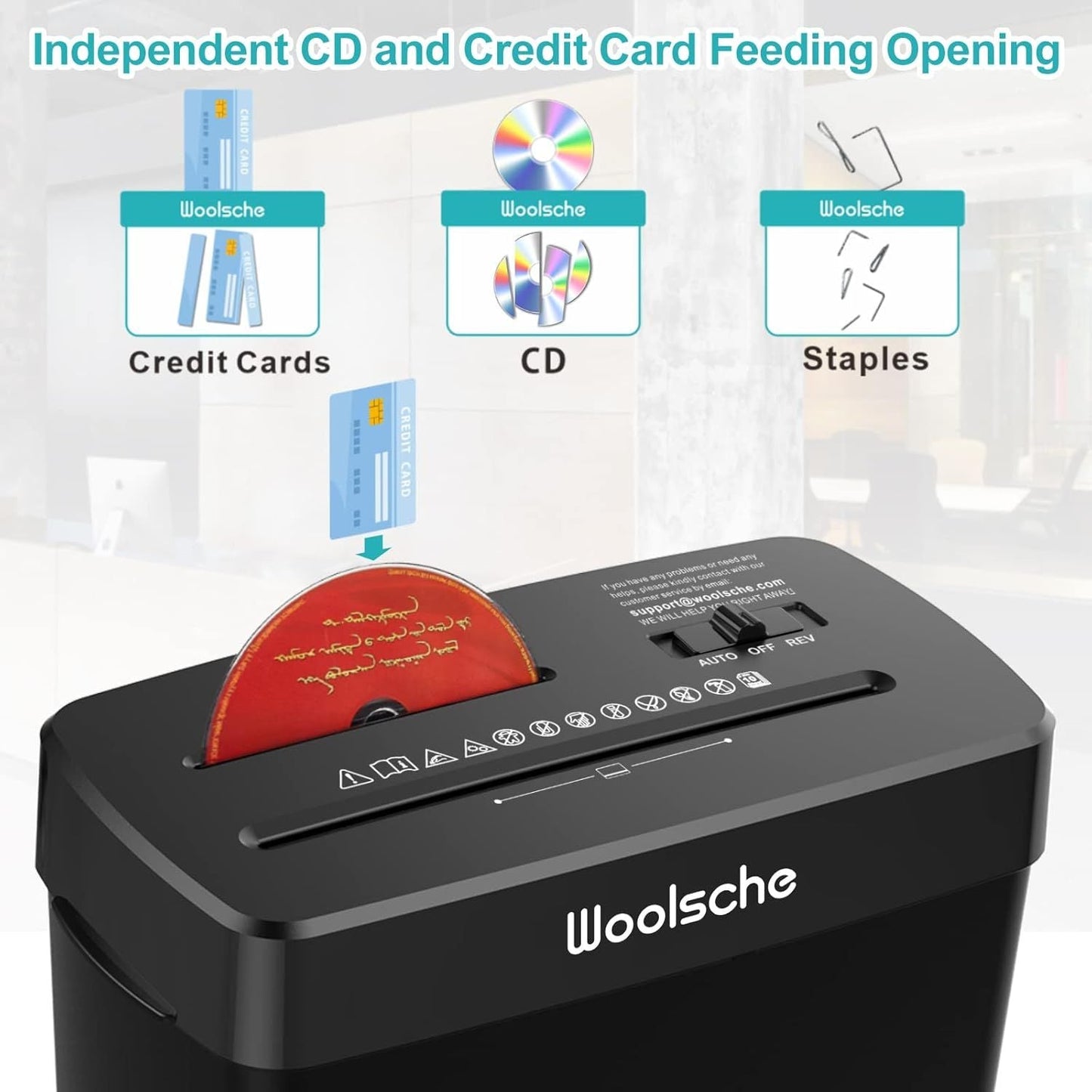 Woolsche Paper Shredder - 10 - Sheet Cross Cut with 3.43 - Gallon Basket - P - 4 Security Level - 3 - Mode Design - Shreds CD and Credit Card - Durable, Fast, and Jam Proof for H - GoTypical