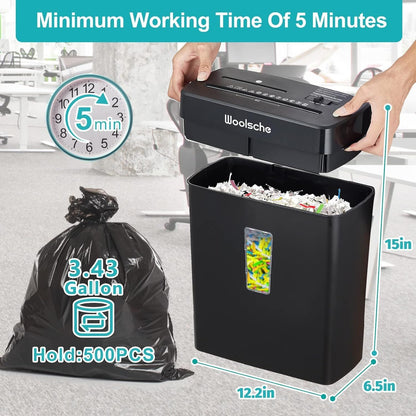 Woolsche Paper Shredder - 10 - Sheet Cross Cut with 3.43 - Gallon Basket - P - 4 Security Level - 3 - Mode Design - Shreds CD and Credit Card - Durable, Fast, and Jam Proof for H - GoTypical