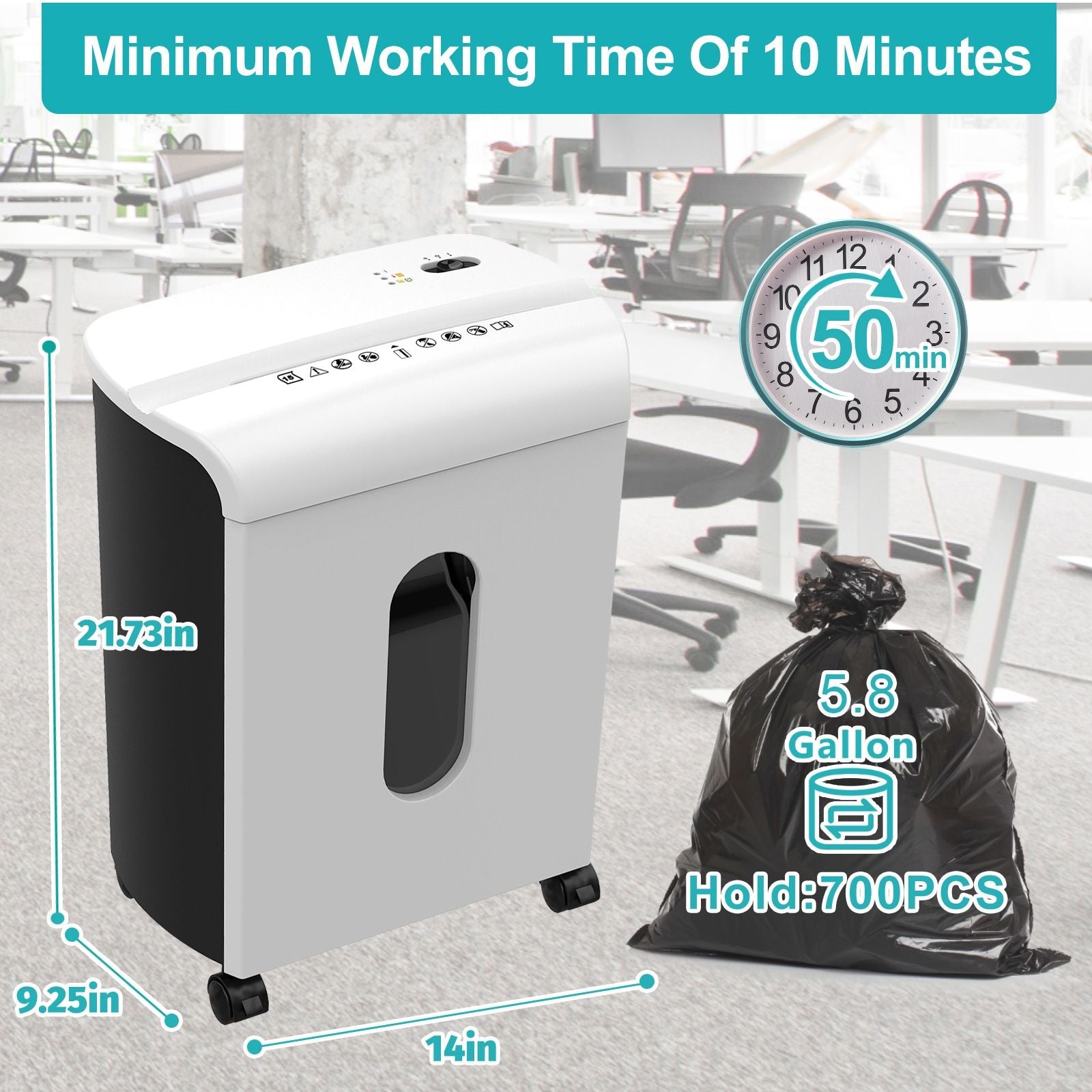 Woolsche Paper Shredder, P - 4 Security Level,15 - Sheet Cross Cut with 5.8 - Gallon Pull Out Bin, Shred Paper and Credit Card/CD for Office Use - GoTypical
