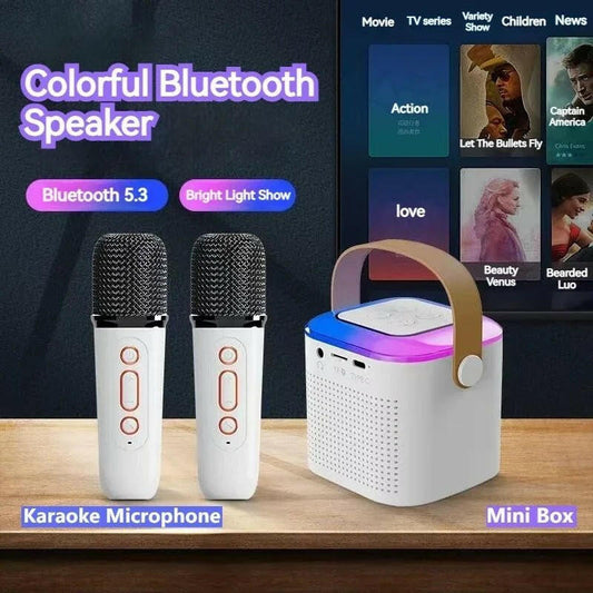 . Bluetooth Speaker – Portable Karaoke Machine with Dual Microphones & LED Lights - GoTypical