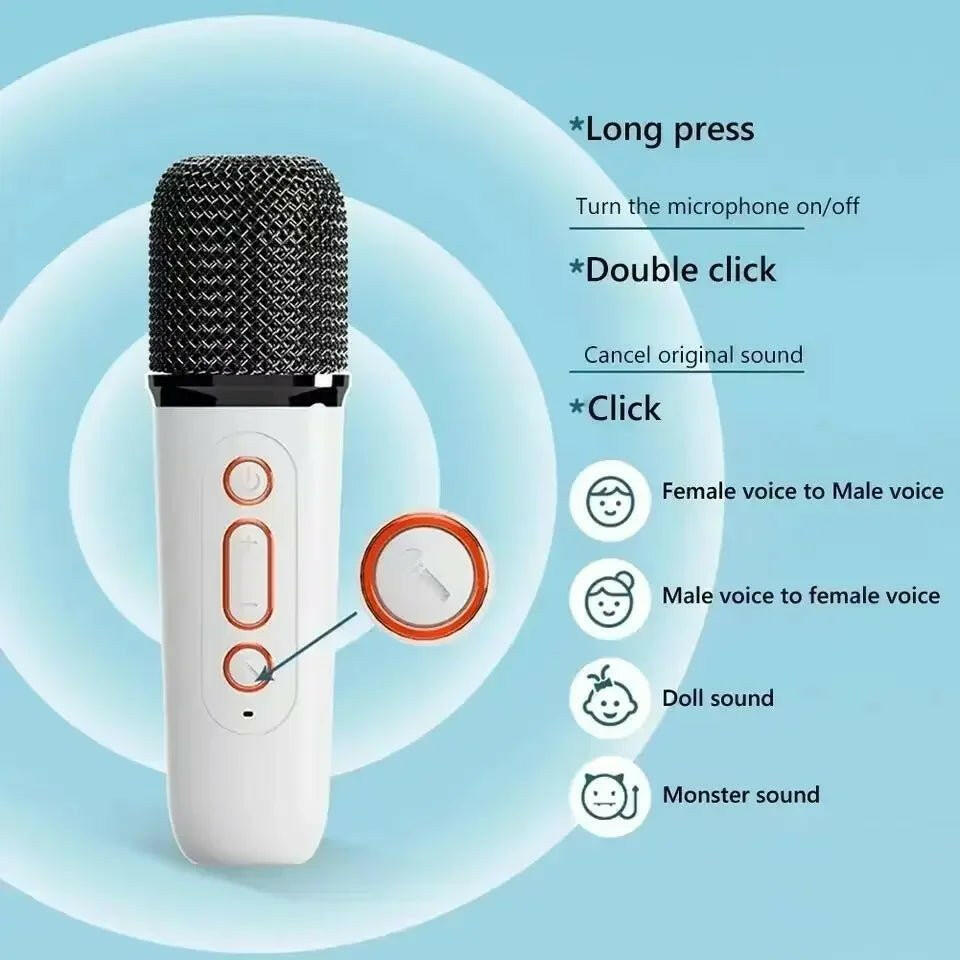 . Bluetooth Speaker – Portable Karaoke Machine with Dual Microphones & LED Lights - GoTypical