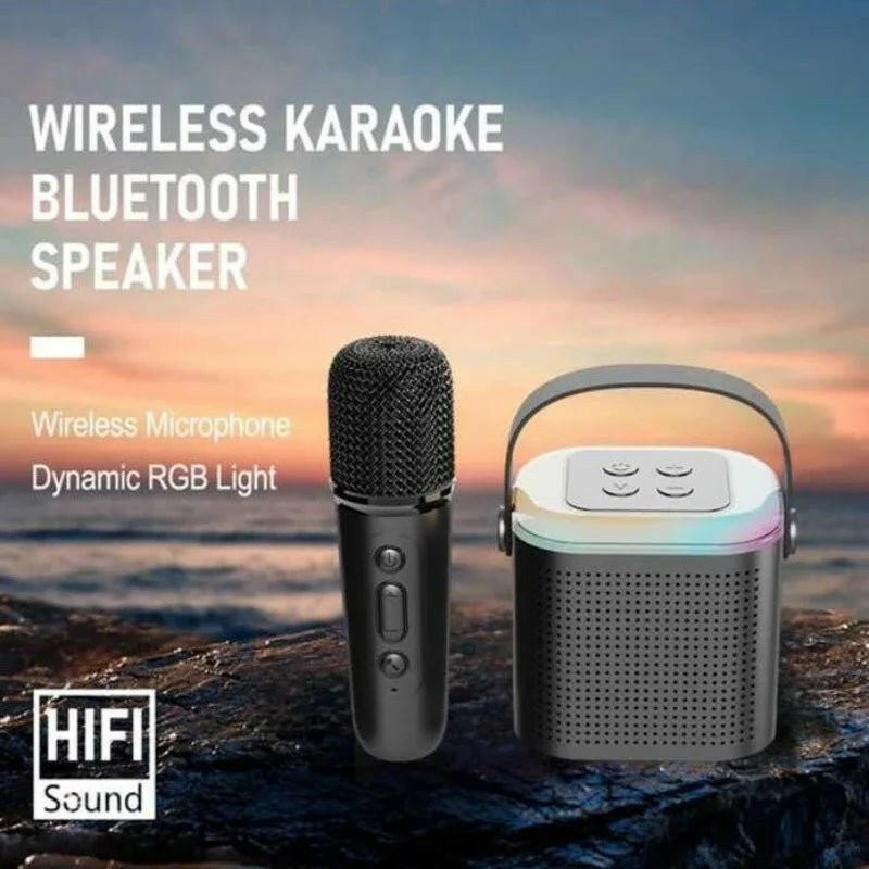 . Bluetooth Speaker – Portable Karaoke Machine with Dual Microphones & LED Lights - GoTypical