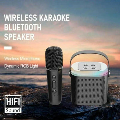 . Bluetooth Speaker – Portable Karaoke Machine with Dual Microphones & LED Lights - GoTypical