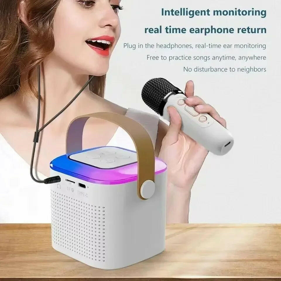 . Bluetooth Speaker – Portable Karaoke Machine with Dual Microphones & LED Lights - GoTypical