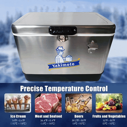 Yakimoto Stainless Steel Ice Chest Cooler – 51L Portable Insulated - GoTypical