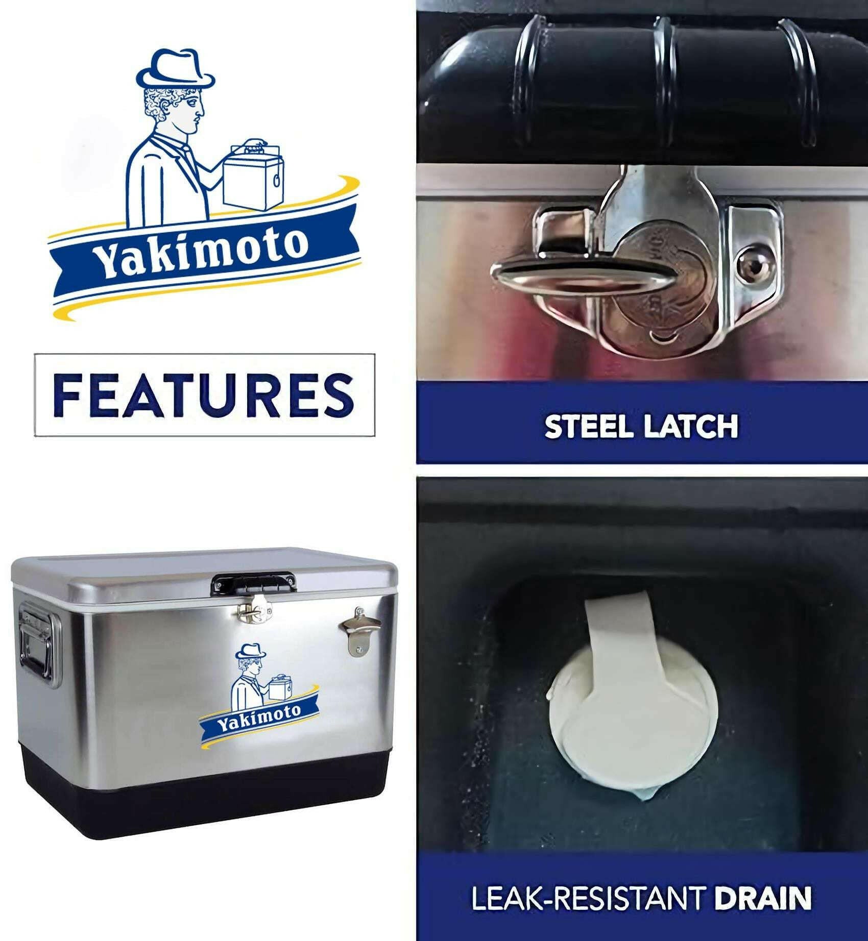 Yakimoto Stainless Steel Ice Chest Cooler – 51L Portable Insulated - GoTypical