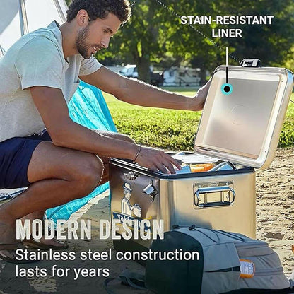 Yakimoto Stainless Steel Ice Chest Cooler – 51L Portable Insulated - GoTypical