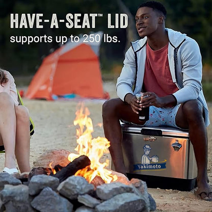 Yakimoto Ice Chest Beverage Beer Cooler Box With Bottle Opener, 51L/54Qt Stainless Steel Portable Insulated Ice Bucket, Sturdy And Leak - proof, For Camping, Beach, Picnic, RV, BBQ, Picnic, Fishing - GoTypical