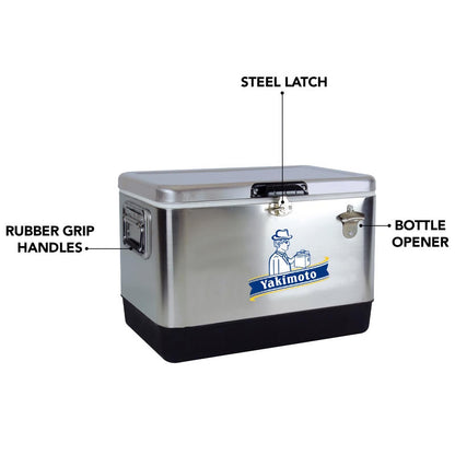 Yakimoto Ice Chest Beverage Beer Cooler Box With Bottle Opener, 51L/54Qt Stainless Steel Portable Insulated Ice Bucket, Sturdy And Leak - proof, For Camping, Beach, Picnic, RV, BBQ, Picnic, Fishing - GoTypical