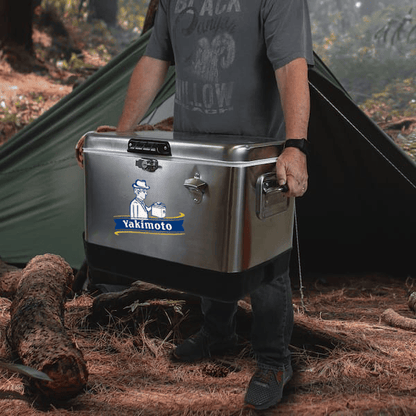 Yakimoto Ice Chest Beverage Beer Cooler Box With Bottle Opener, 51L/54Qt Stainless Steel Portable Insulated Ice Bucket, Sturdy And Leak - proof, For Camping, Beach, Picnic, RV, BBQ, Picnic, Fishing - GoTypical
