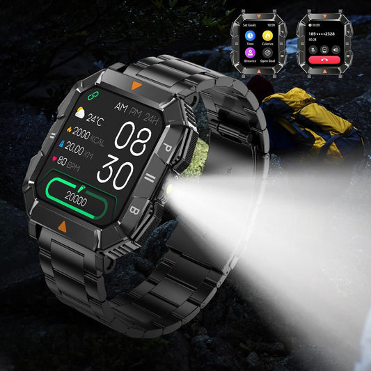YK03 smartwatch Bluetooth call flashlight sports waterproof heart rate blood oxygen health monitoring - GoTypical